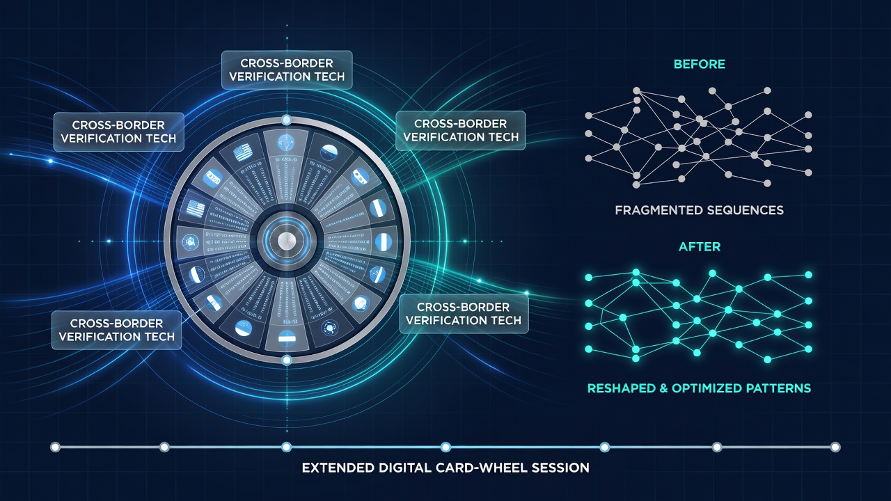 Analytics dashboard illustrating bet sequence timelines for card and wheel games under cross-border verification controls