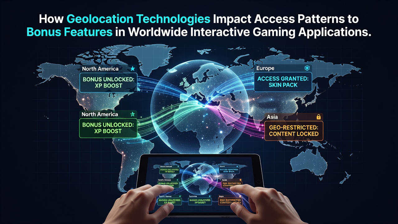 Geolocation technology mapping player locations for bonus eligibility in interactive gaming apps