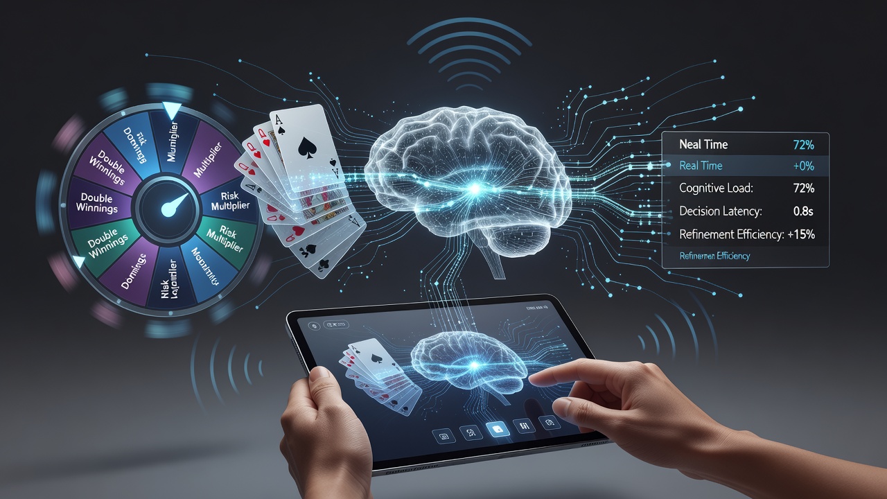 Neural mapping interface displaying player choice patterns across mobile roulette and card game sessions