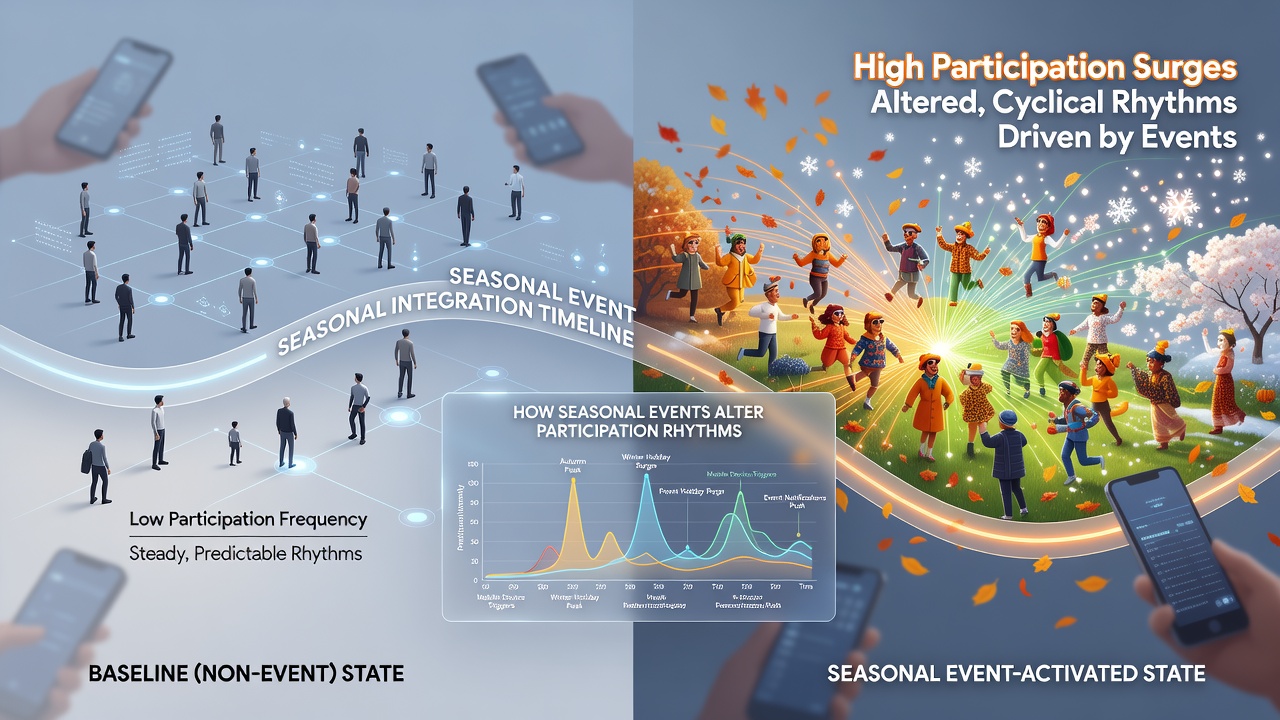 Data visualization showing altered login patterns during seasonal events in mobile virtual games